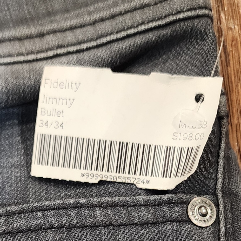 NWT Fidelity Washed Gray Denim Jimmy Bullet Vintage Stretch Jeans. 34x34 - Picture 6 of 10